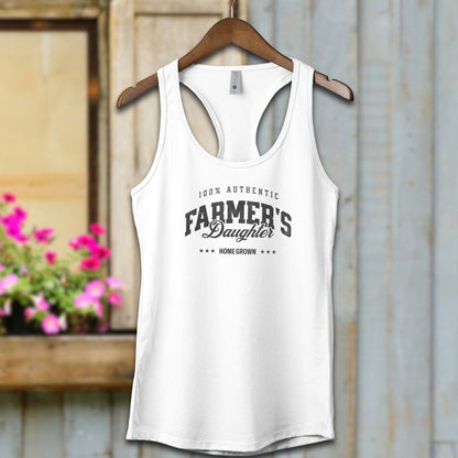 Physical Item Adult Racerback / XS / White 100% Authentic Farmers Daughter Shirt