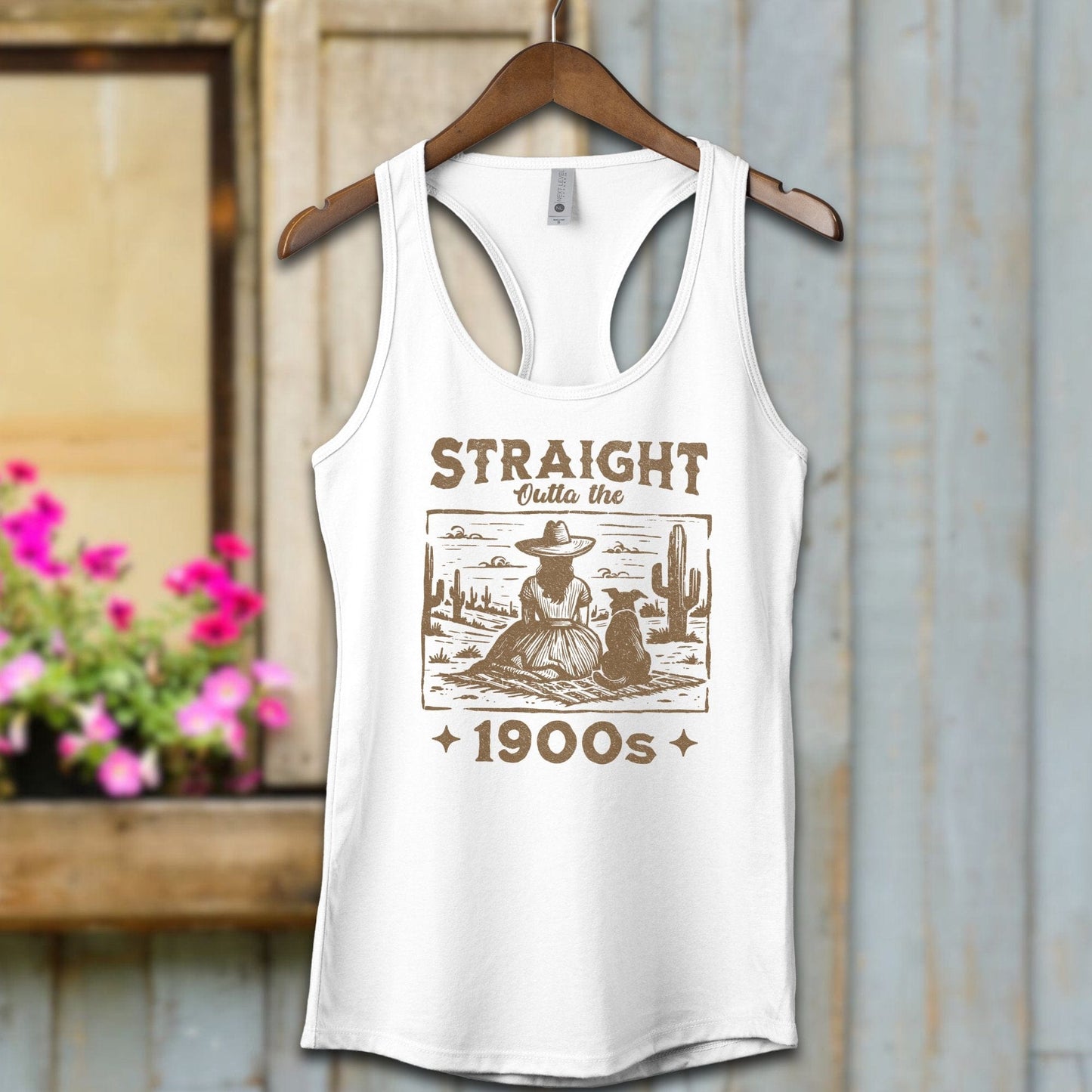 Physical Item Adult Racerback / XS / White Straight Outta the 1900s Girl Shirt