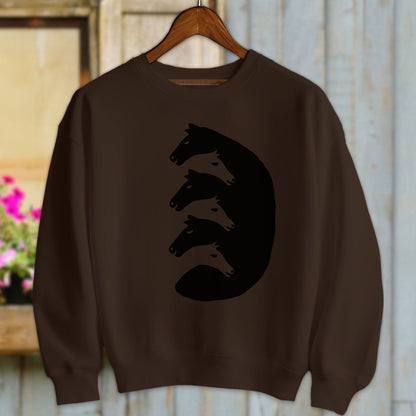 Physical Item Adult Sweatshirt / Chocolate / S Interlocking Horse Heads Shirt