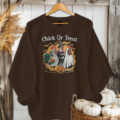 Physical Item Adult Sweatshirt / S / Dark Chocolate Chick Or Treat Halloween Shirt