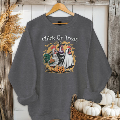 Physical Item Adult Sweatshirt / S / Dark Heather Chick Or Treat Halloween Shirt