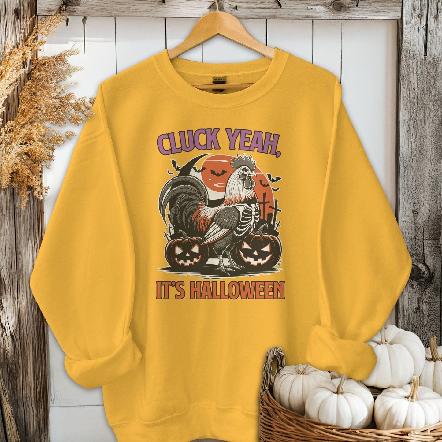 Physical Item Adult Sweatshirt / S / Gold Cluck Yeah It's Halloween Shirt