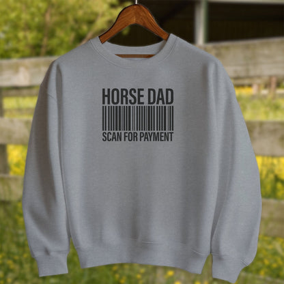 Physical Item Adult Sweatshirt / S / Graphite Heather Horse Dad Scan for Payment Funny Graphic T-Shirts