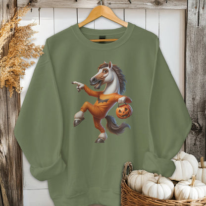 Physical Item Adult Sweatshirt / S / Military Green Halloween Horse Shirt