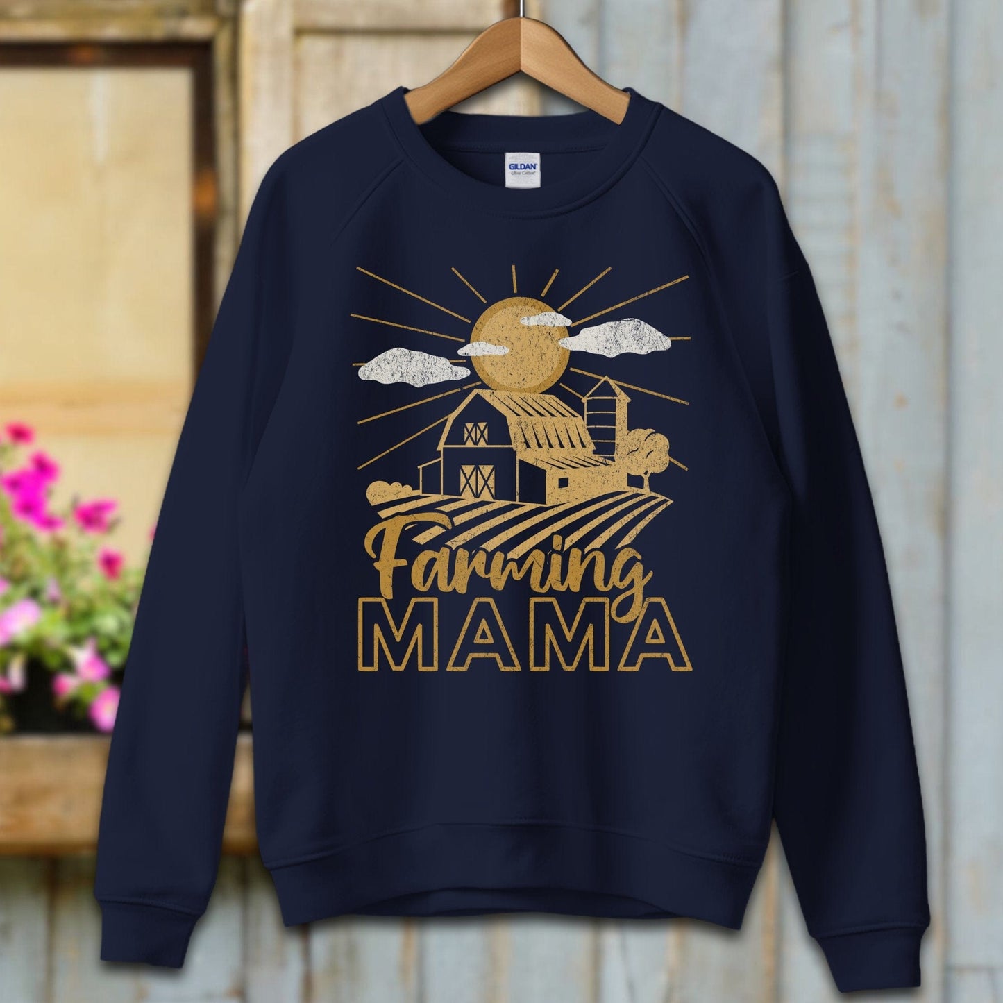 Physical Item Adult Sweatshirt / S / Navy Farming Mama Shirt