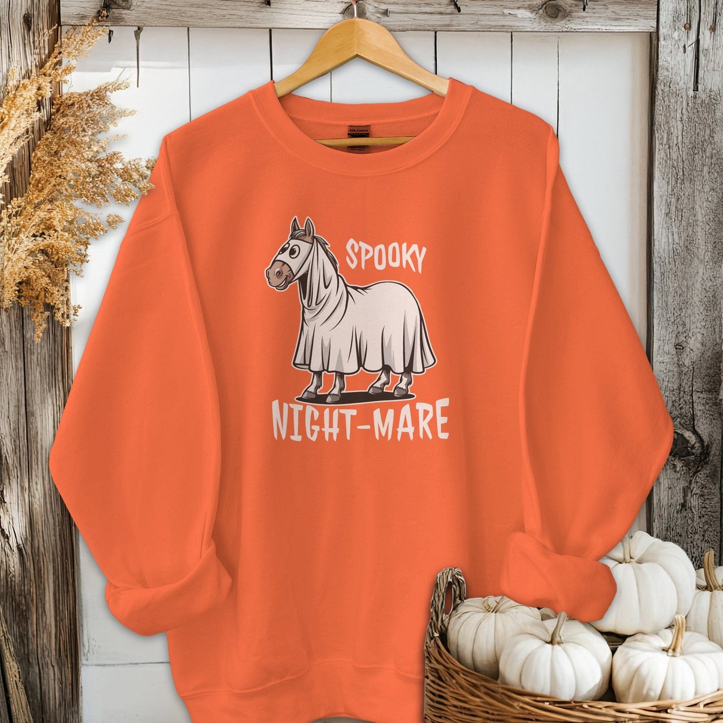 Physical Item Adult Sweatshirt / S / Orange Spooky Nightmare Halloween Shirt