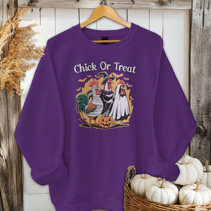 Physical Item Adult Sweatshirt / S / Purple Chick Or Treat Halloween Shirt