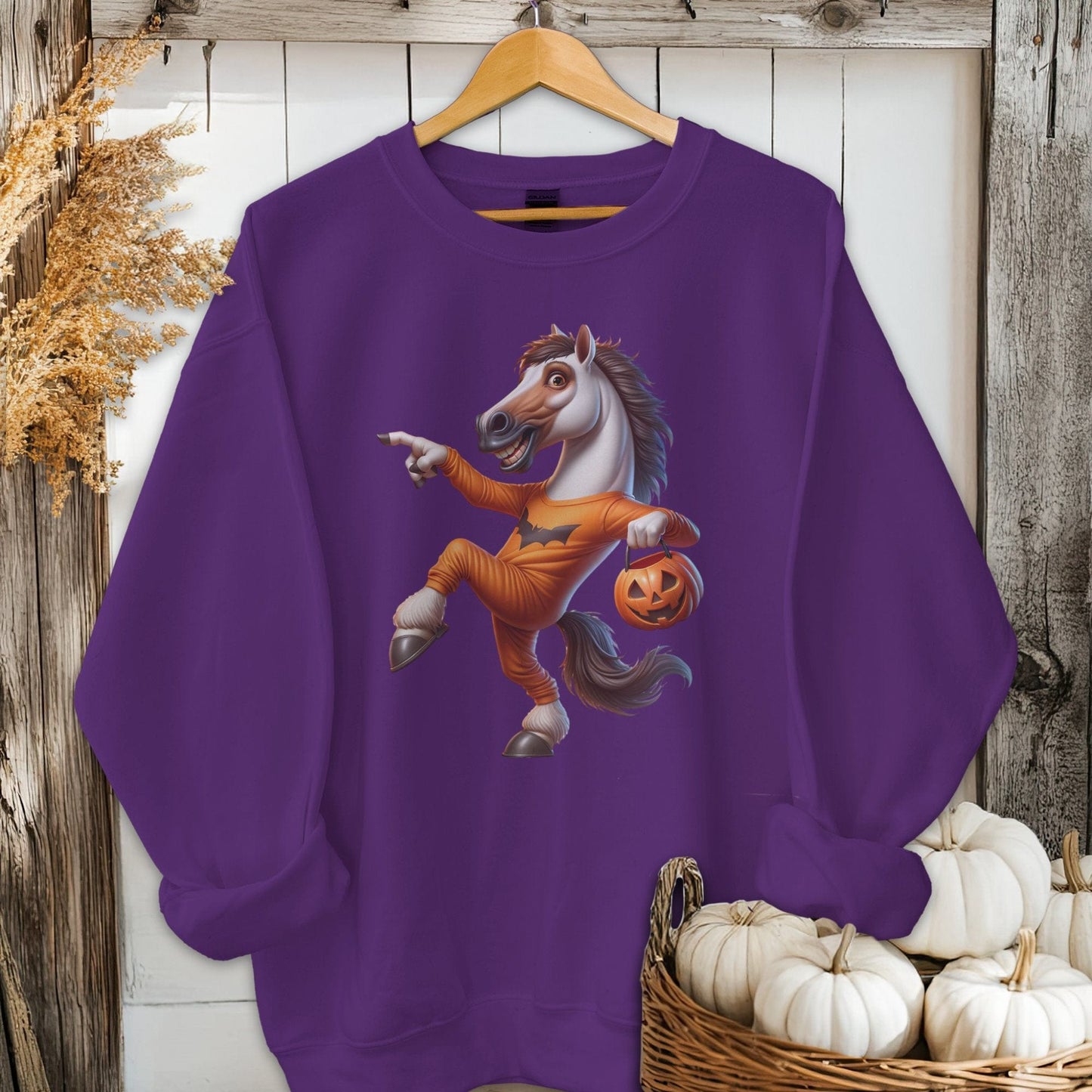 Physical Item Adult Sweatshirt / S / Purple Halloween Horse Shirt