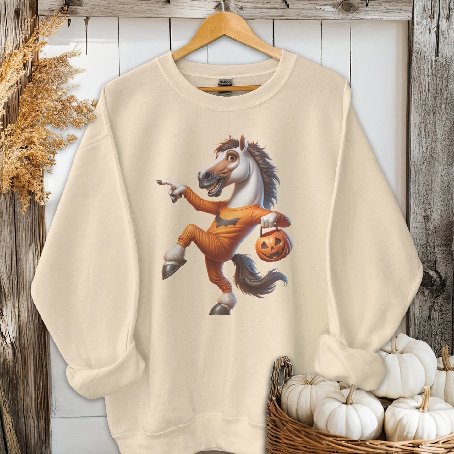 Physical Item Adult Sweatshirt / S / Sand Halloween Horse Shirt