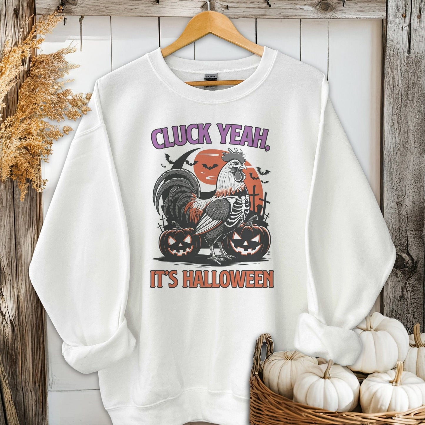 Physical Item Adult Sweatshirt / S / White Cluck Yeah It's Halloween Shirt