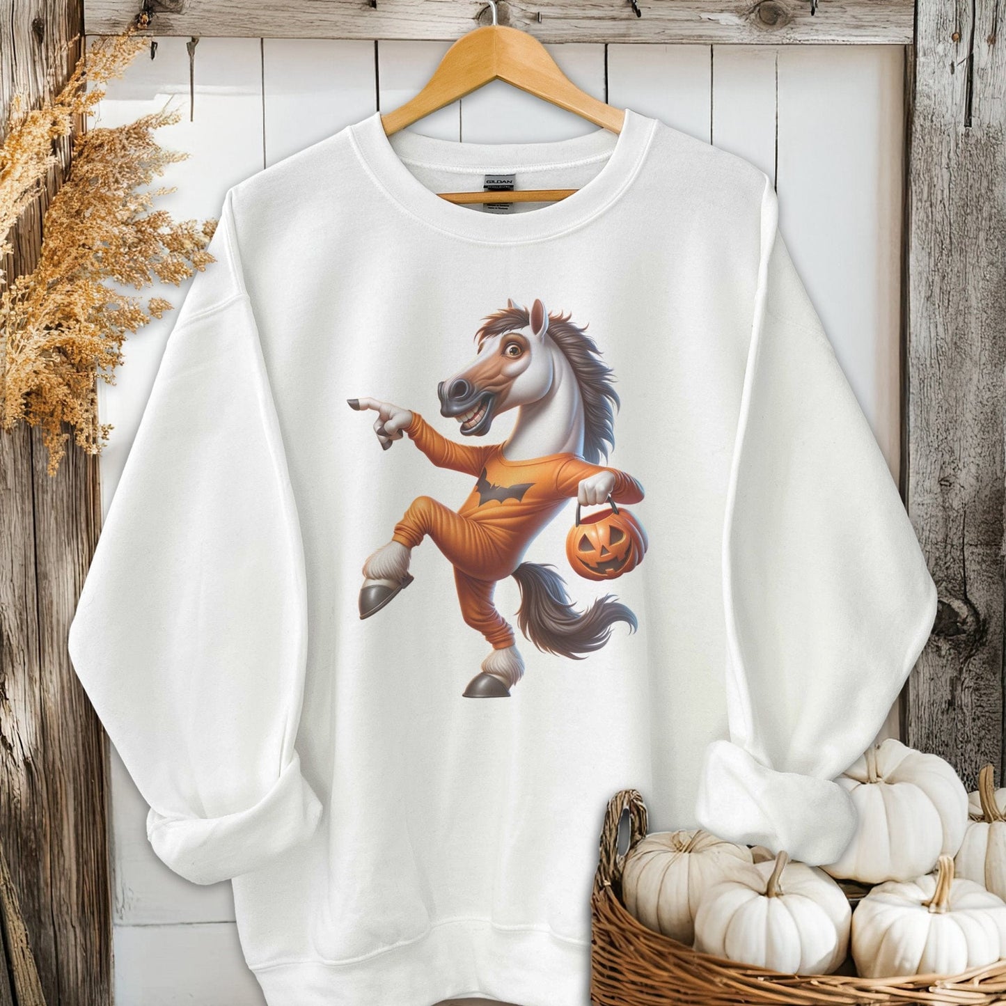 Physical Item Adult Sweatshirt / S / White Halloween Horse Shirt