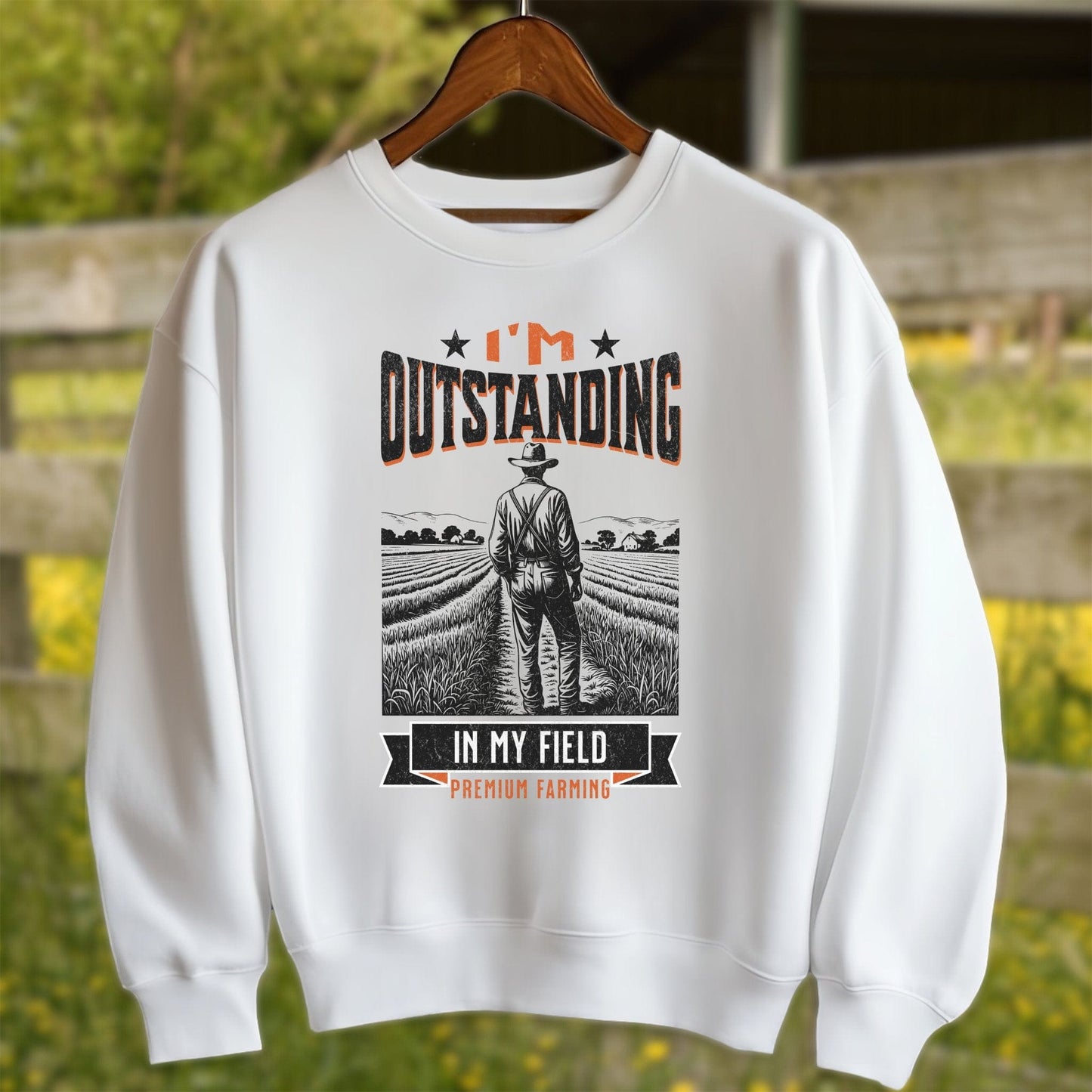 Physical Item Adult Sweatshirt / White / S Outstanding in My Field Shirt