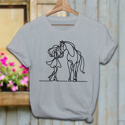 Physical Item Adult T-Shirt / Athletic Heather / XS Lady and Horse Art Shirt