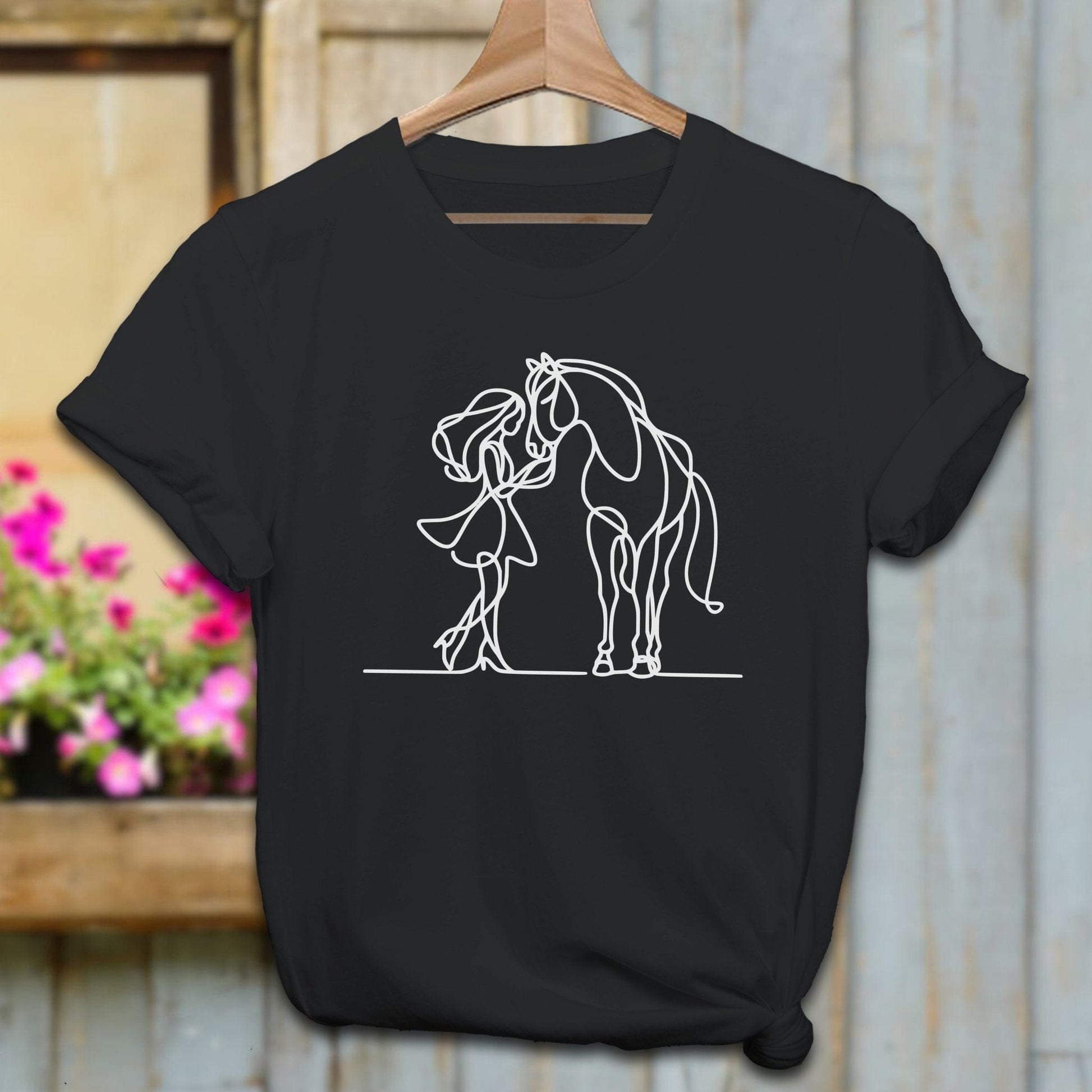 Physical Item Adult T-Shirt / Black / XS Lady and Horse Art Shirt