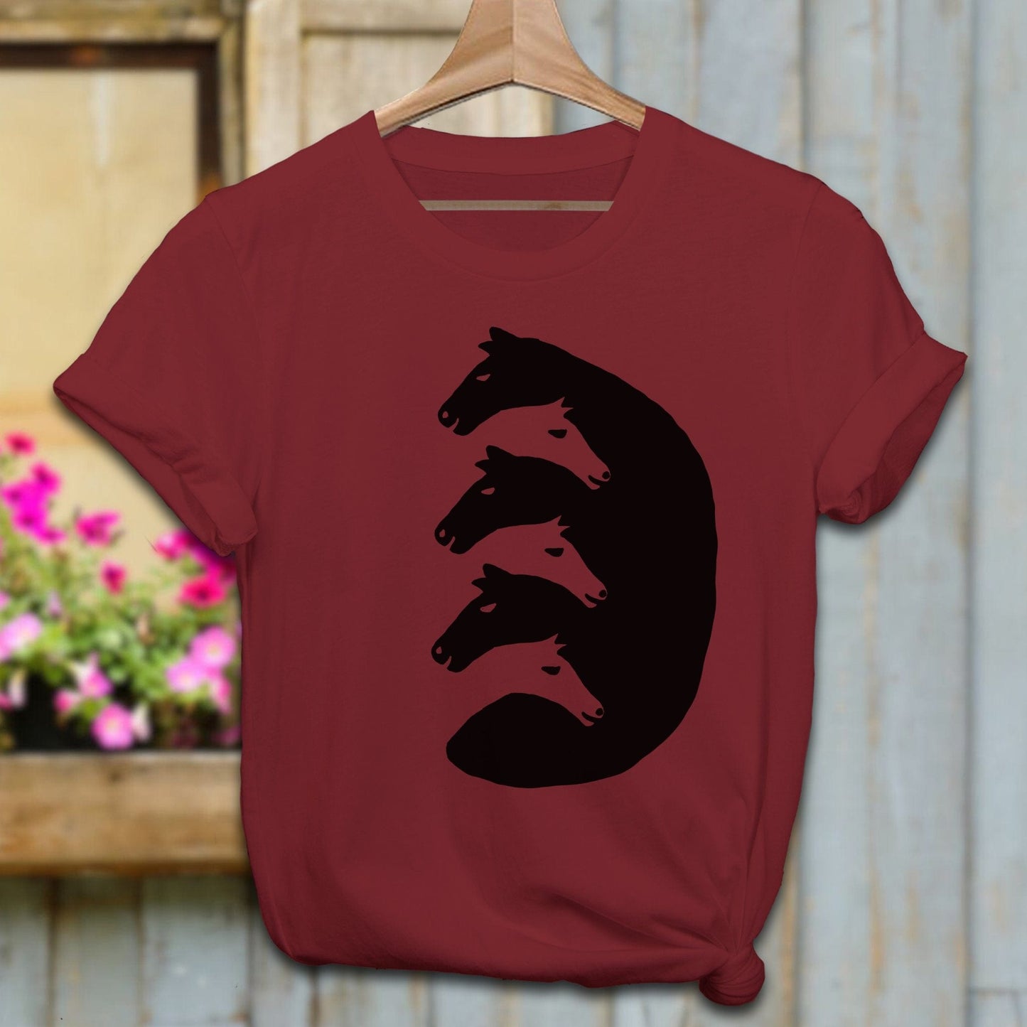 Physical Item Adult T-Shirt / Cardinal / XS Interlocking Horse Heads Shirt