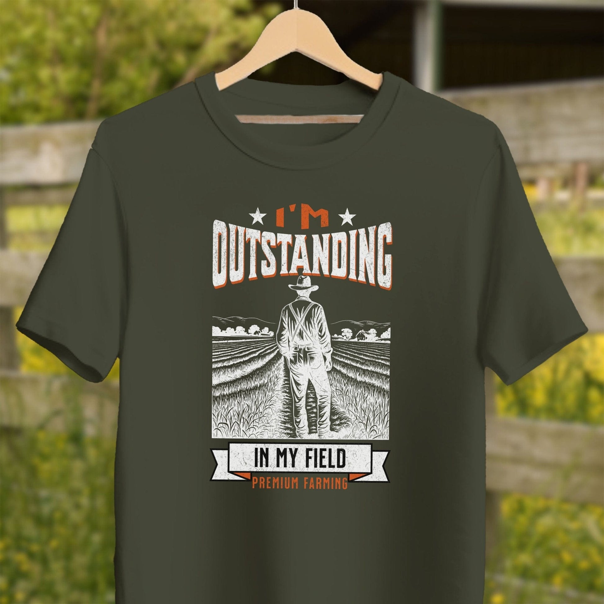 Physical Item Adult T-Shirt / Dark Olive / XS Outstanding in My Field Shirt