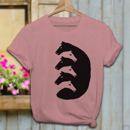 Physical Item Adult T-Shirt / Heather Mauve / XS Interlocking Horse Heads Shirt