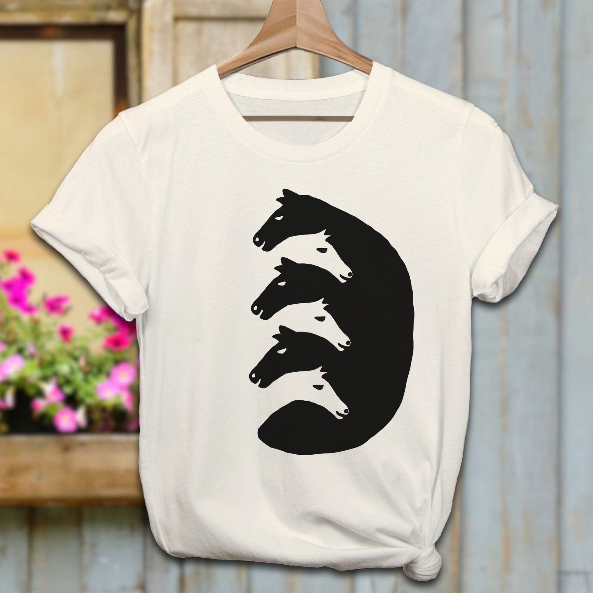 Physical Item Adult T-Shirt / Natural / XS Interlocking Horse Heads Shirt