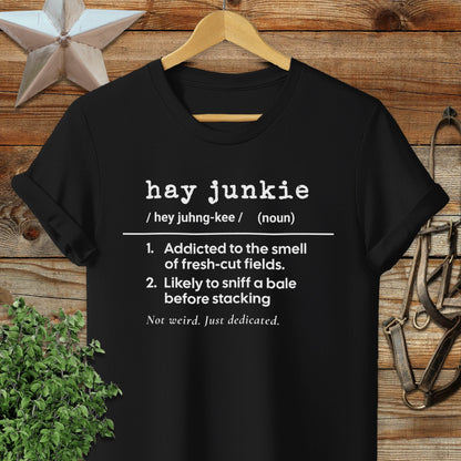 Physical Item Adult T-Shirt / S / Black Hay Junkie Definition T-shirt