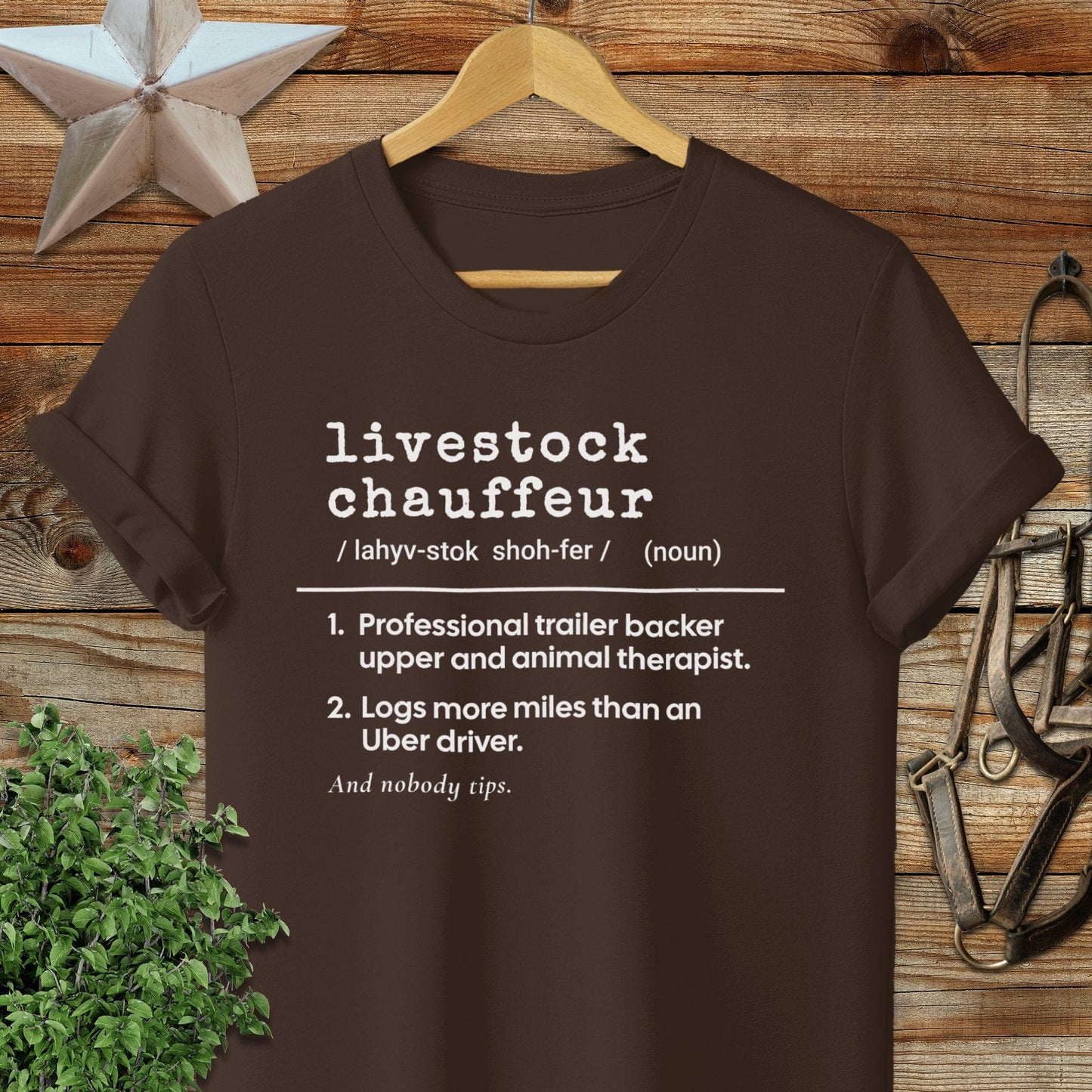 Physical Item Adult T-Shirt / S / Chocolate Livestock Chauffeur Definition T-shirt