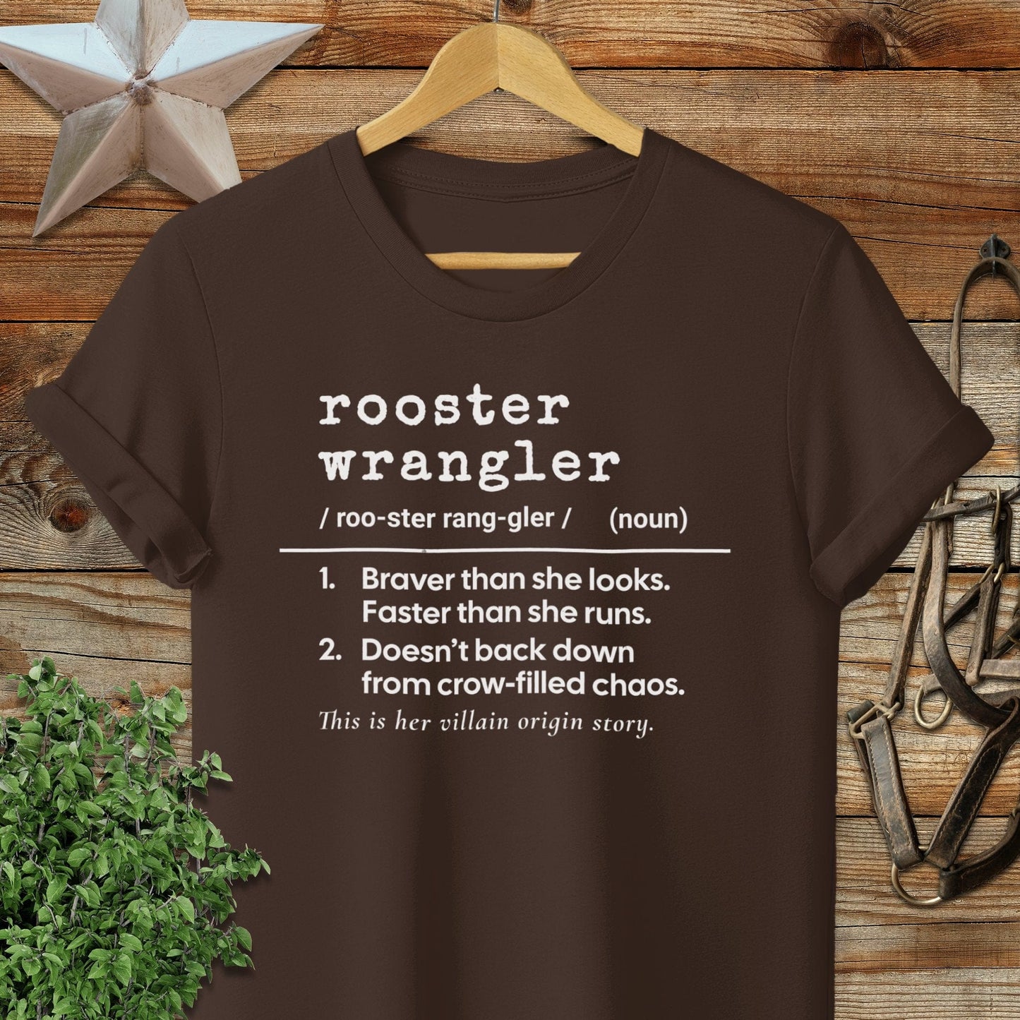 Physical Item Adult T-Shirt / S / Chocolate Rooster Wrangler Definition T-shirt