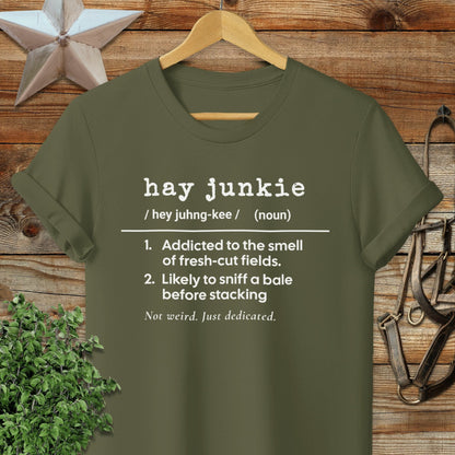 Physical Item Adult T-Shirt / S / Military Green Hay Junkie Definition T-shirt