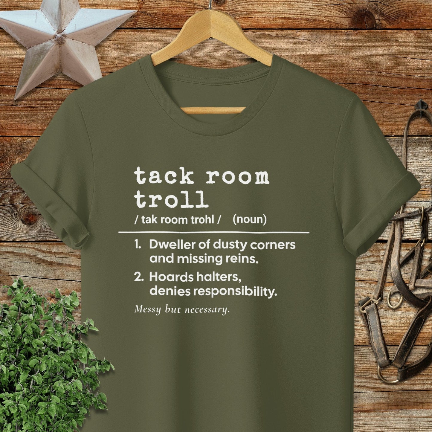 Physical Item Adult T-Shirt / S / Military Green Tack Room Troll Definition T-shirt