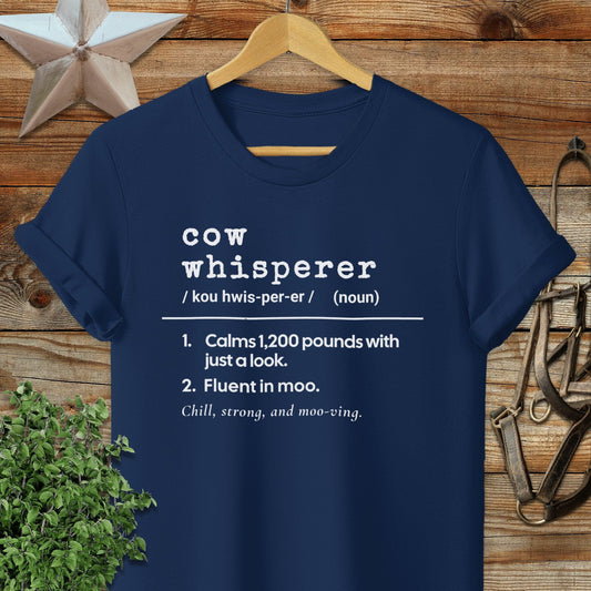 Physical Item Adult T-Shirt / S / Navy Cow Whisperer Definition T-shirt
