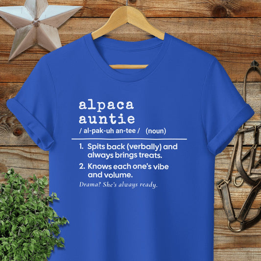 Physical Item Adult T-Shirt / S / Royal Alpaca Auntie Definition T-shirt