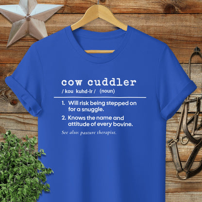 Physical Item Adult T-Shirt / S / Royal Cow Cuddler Definition T-shirt