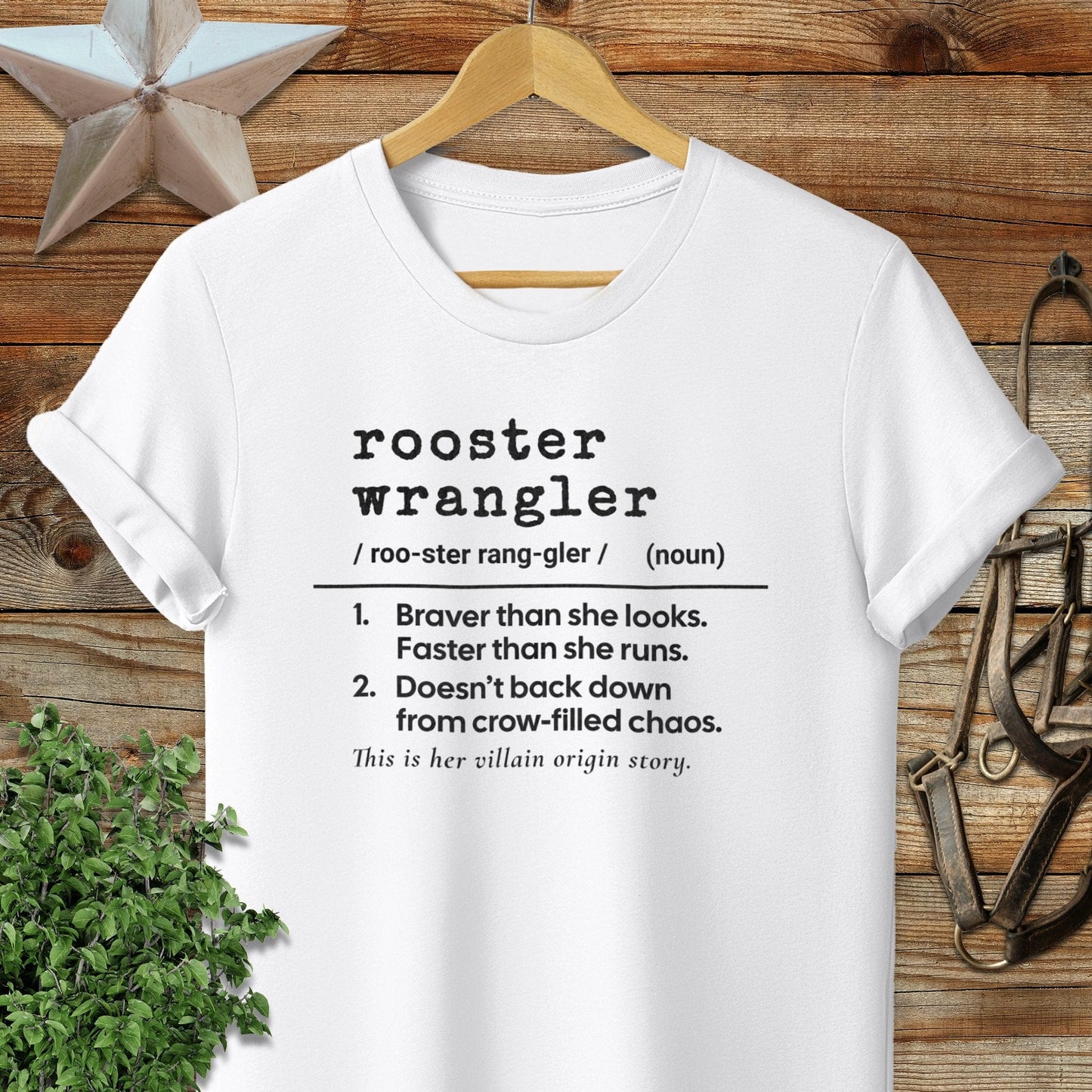 Physical Item Adult T-Shirt / S / White Rooster Wrangler Definition T-shirt