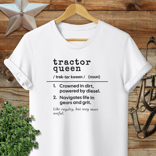 Physical Item Adult T-Shirt / S / White Tractor Queen Definition T-shirt