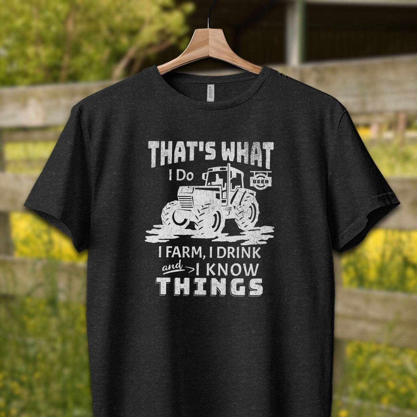 Physical Item Adult T-shirt / XS / Black Heather I Farm I Drink I Know Things Shirt