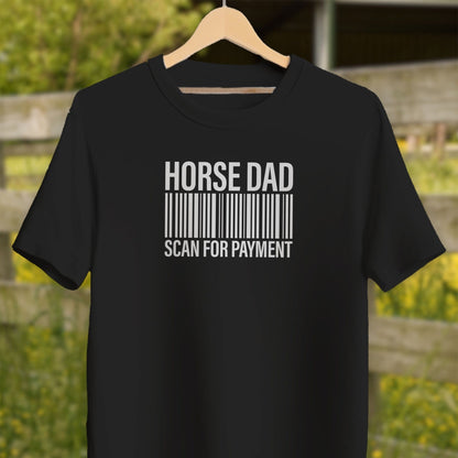 Physical Item Adult T-Shirt / XS / Black Horse Dad Scan for Payment Funny Graphic T-Shirts