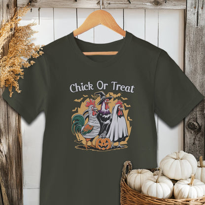 Physical Item Adult T-shirt / XS / Dark Olive Chick Or Treat Halloween Shirt