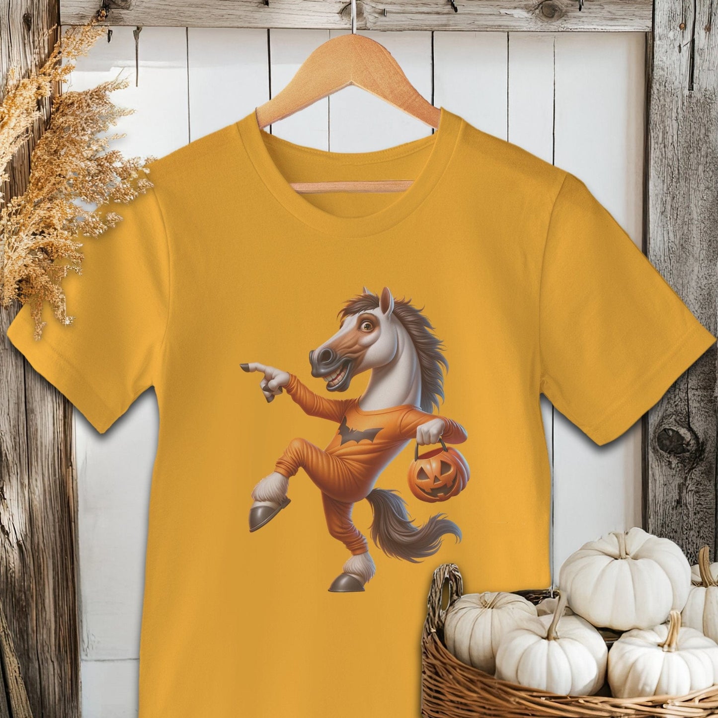 Physical Item Adult T-shirt / XS / Gold Halloween Horse Shirt