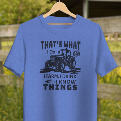 Physical Item Adult T-Shirt / XS / Heather Columbia Blue I Farm I Drink I Know Things Shirt