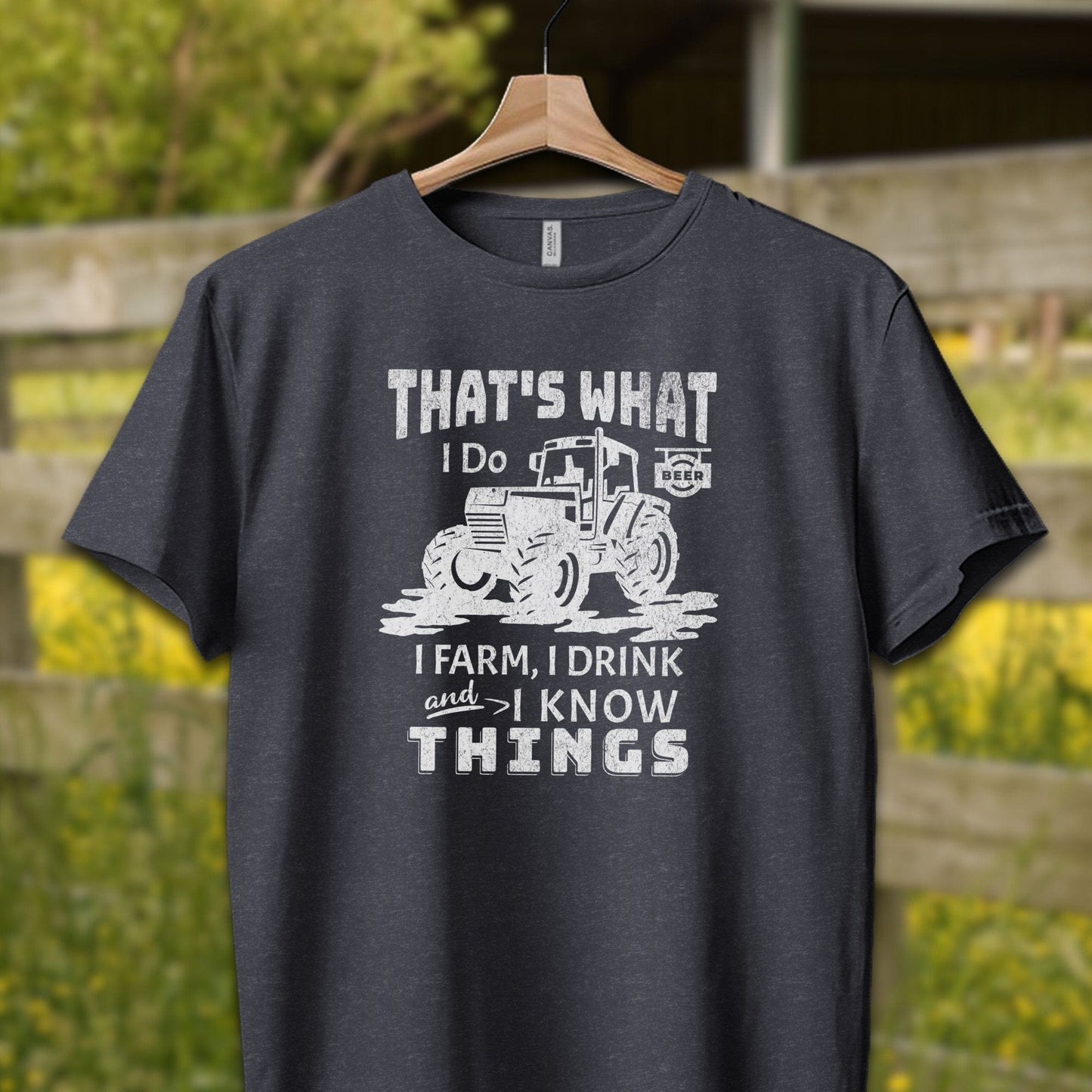 Physical Item Adult T-shirt / XS / Heather Navy I Farm I Drink I Know Things Shirt