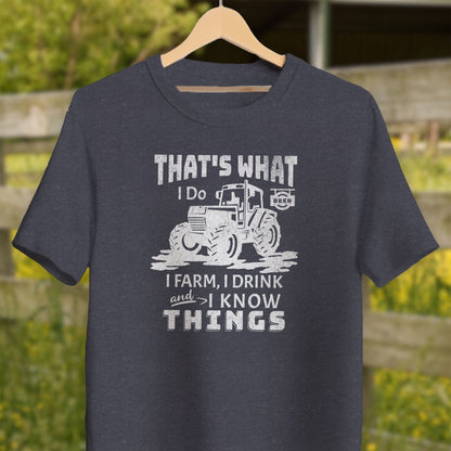 Physical Item Adult T-Shirt / XS / Heather Navy I Farm I Drink I Know Things Shirt