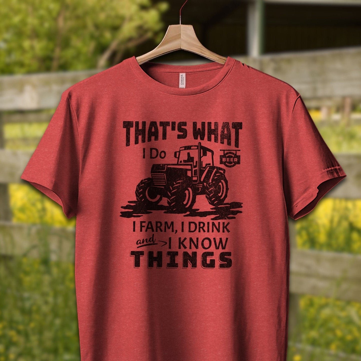 Physical Item Adult T-shirt / XS / Heather Red I Farm I Drink I Know Things Shirt