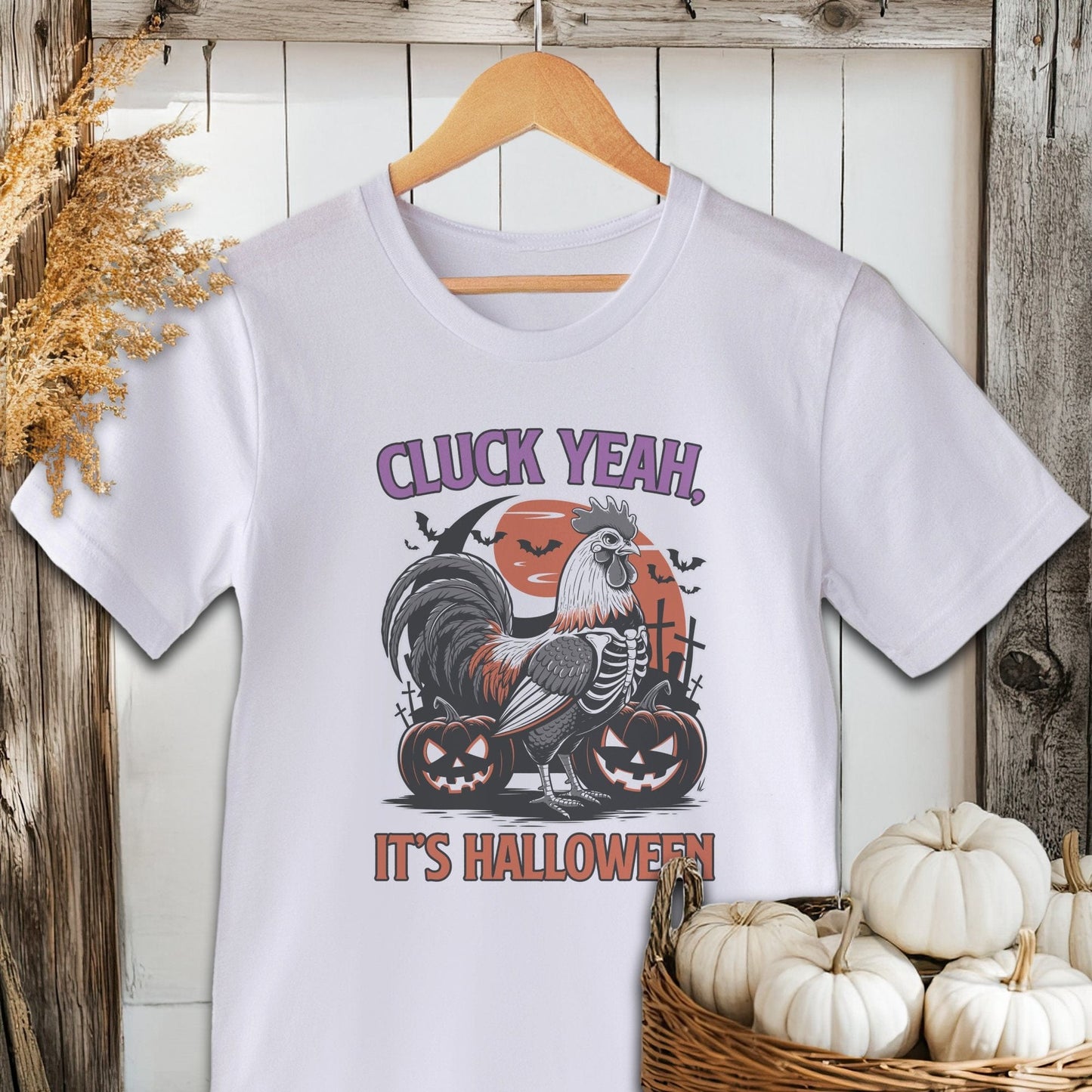 Physical Item Adult T-shirt / XS / White Cluck Yeah It's Halloween Shirt