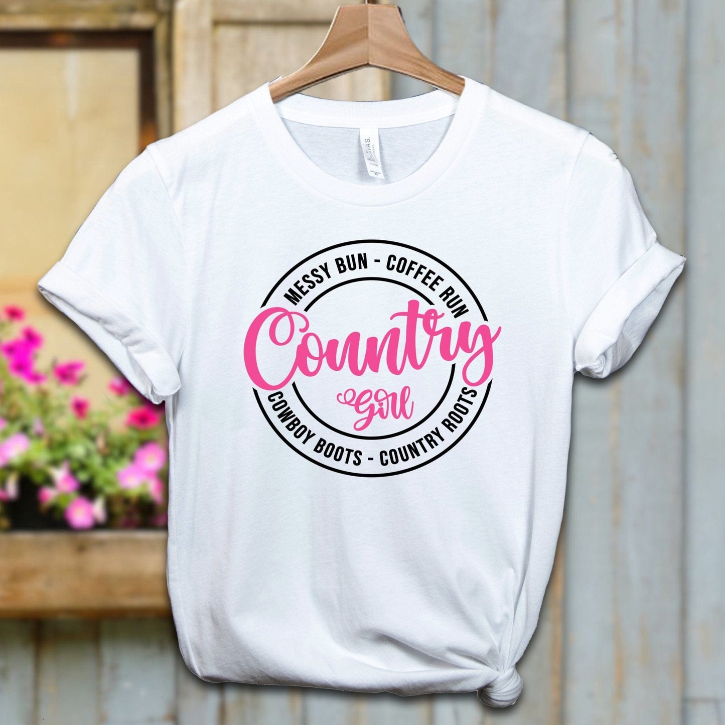 Physical Item Adult T-shirt / XS / White Country Girl Messy Bun Coffee Run Shirt