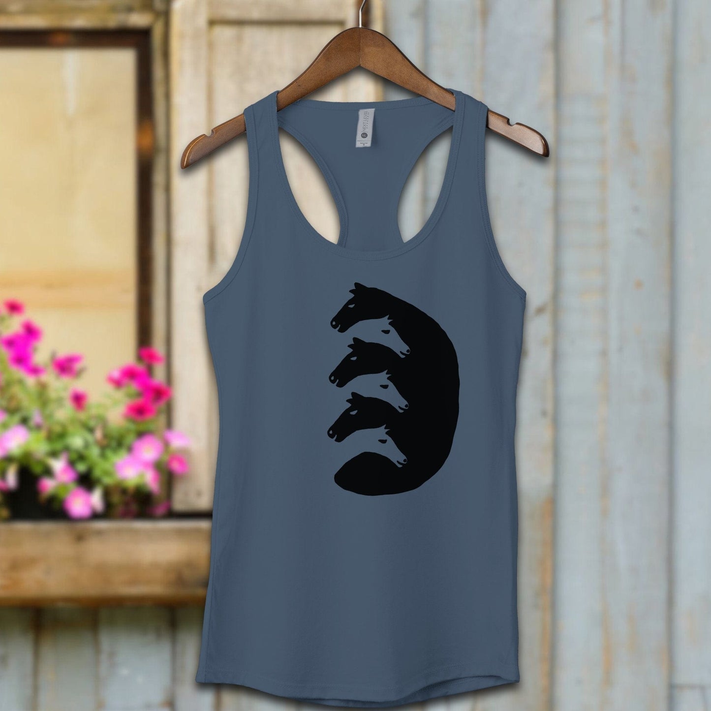 Physical Item Adult Tank Top / Indigo / XS Interlocking Horse Heads Shirt