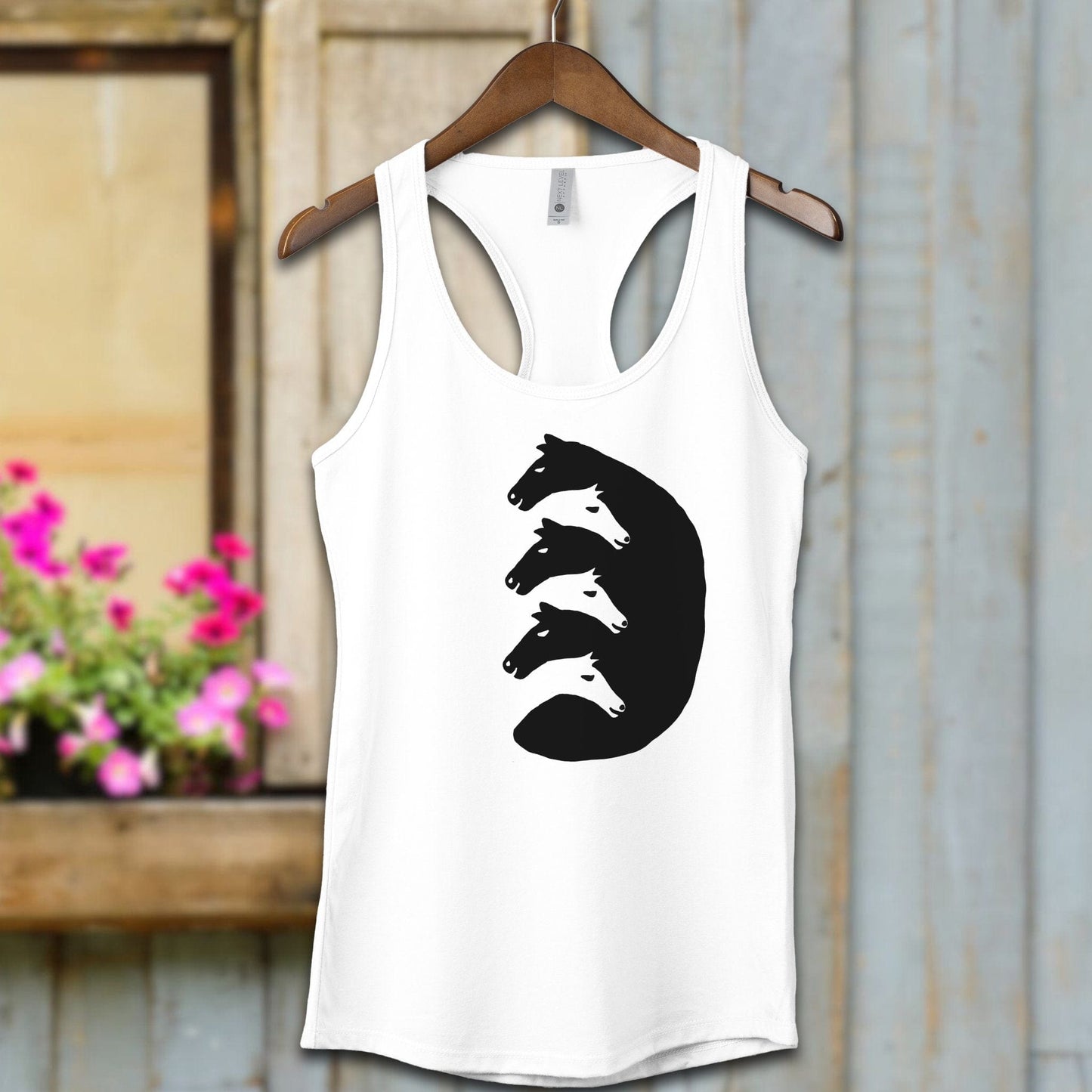 Physical Item Adult Tank Top / White / XS Interlocking Horse Heads Shirt