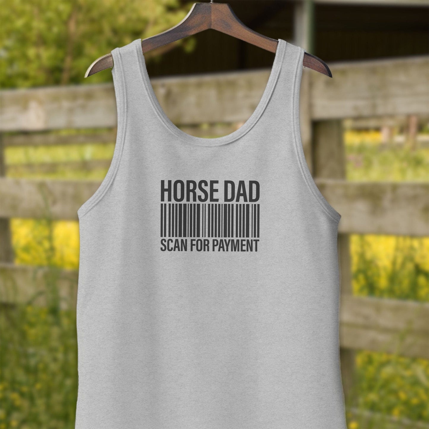 Physical Item Adult Tank Top / XS / Athletic Heather Horse Dad Scan for Payment Funny Graphic T-Shirts