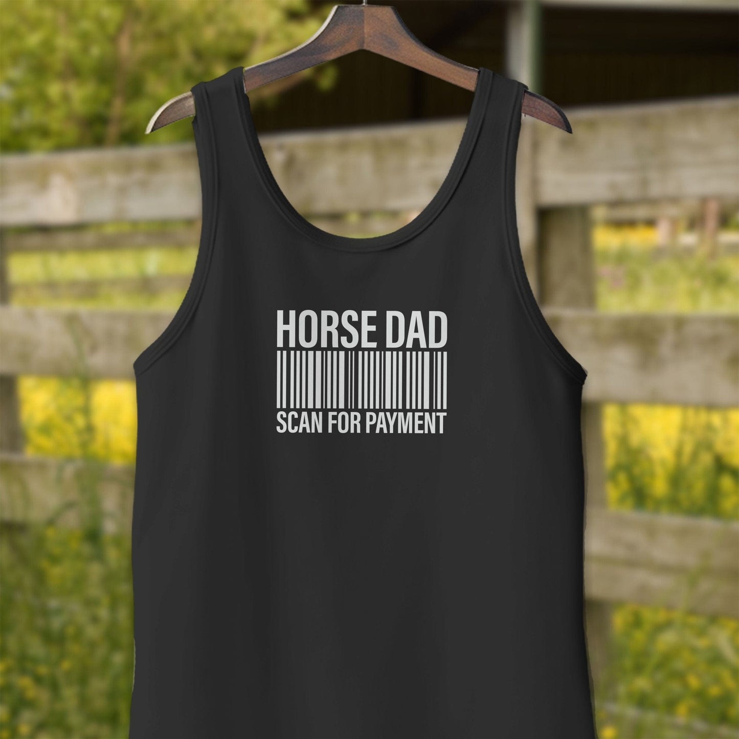 Physical Item Adult Tank Top / XS / Black Horse Dad Scan for Payment Funny Graphic T-Shirts