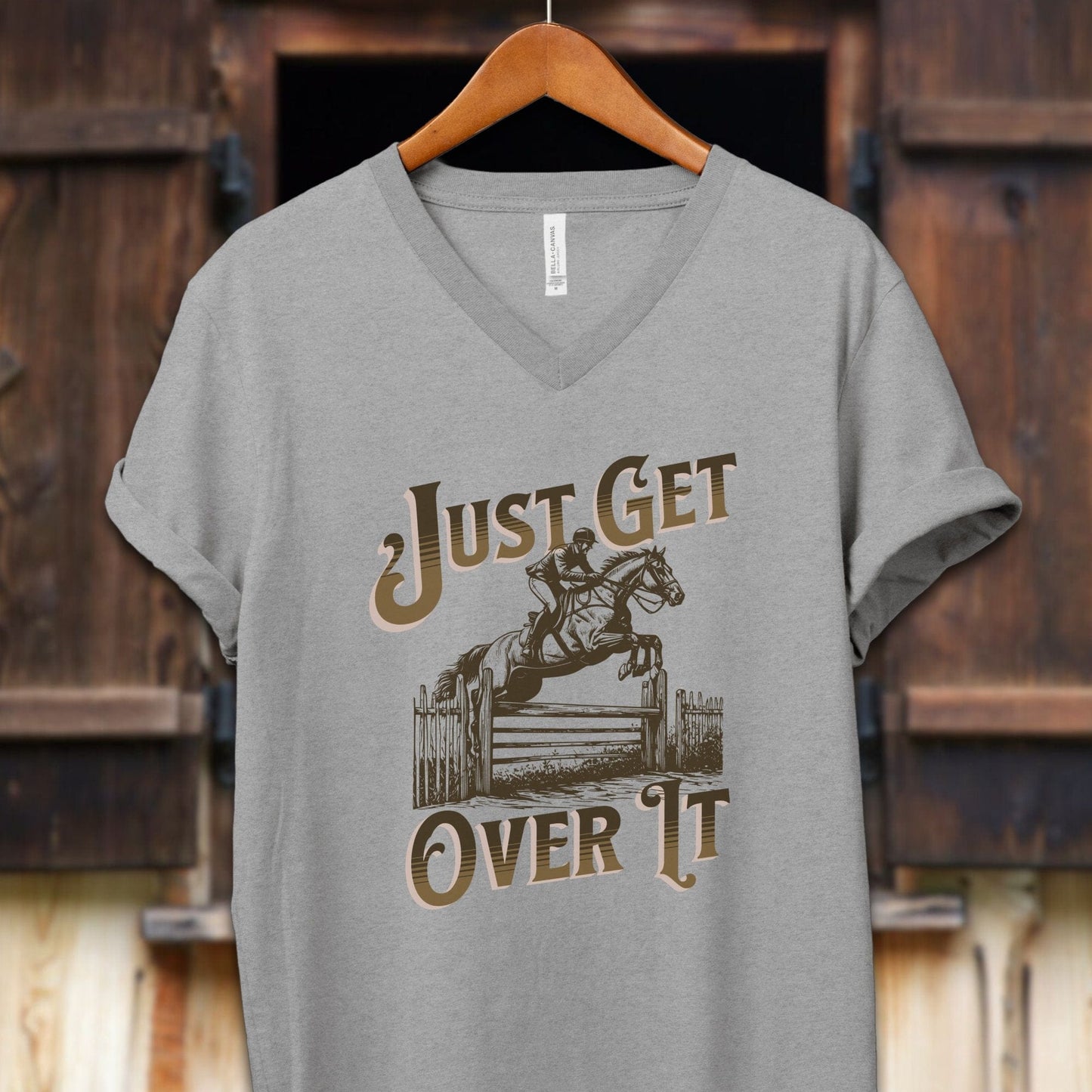 Physical Item Adult V-neck / S / Athletic Heather Just Get Over It Shirt