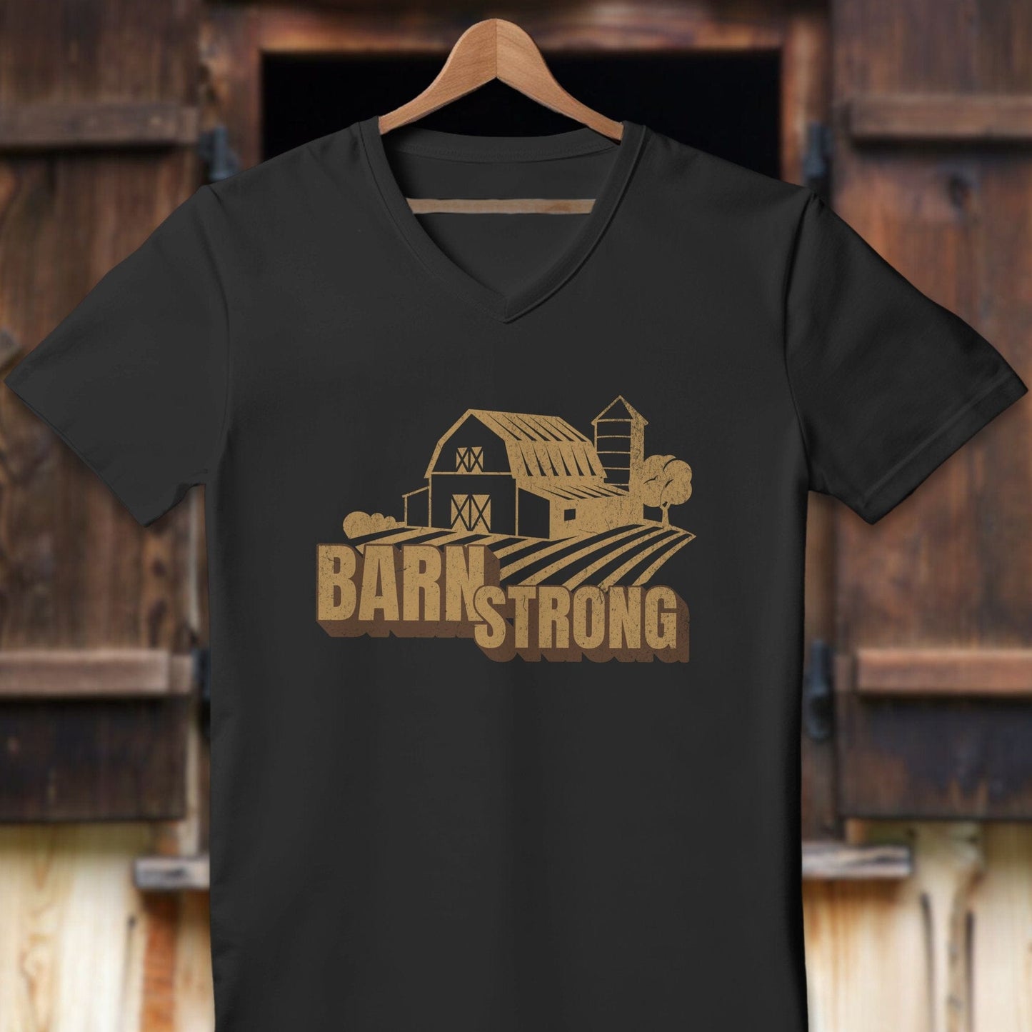 Physical Item Adult V-neck / S / Black Barn Strong Shirt