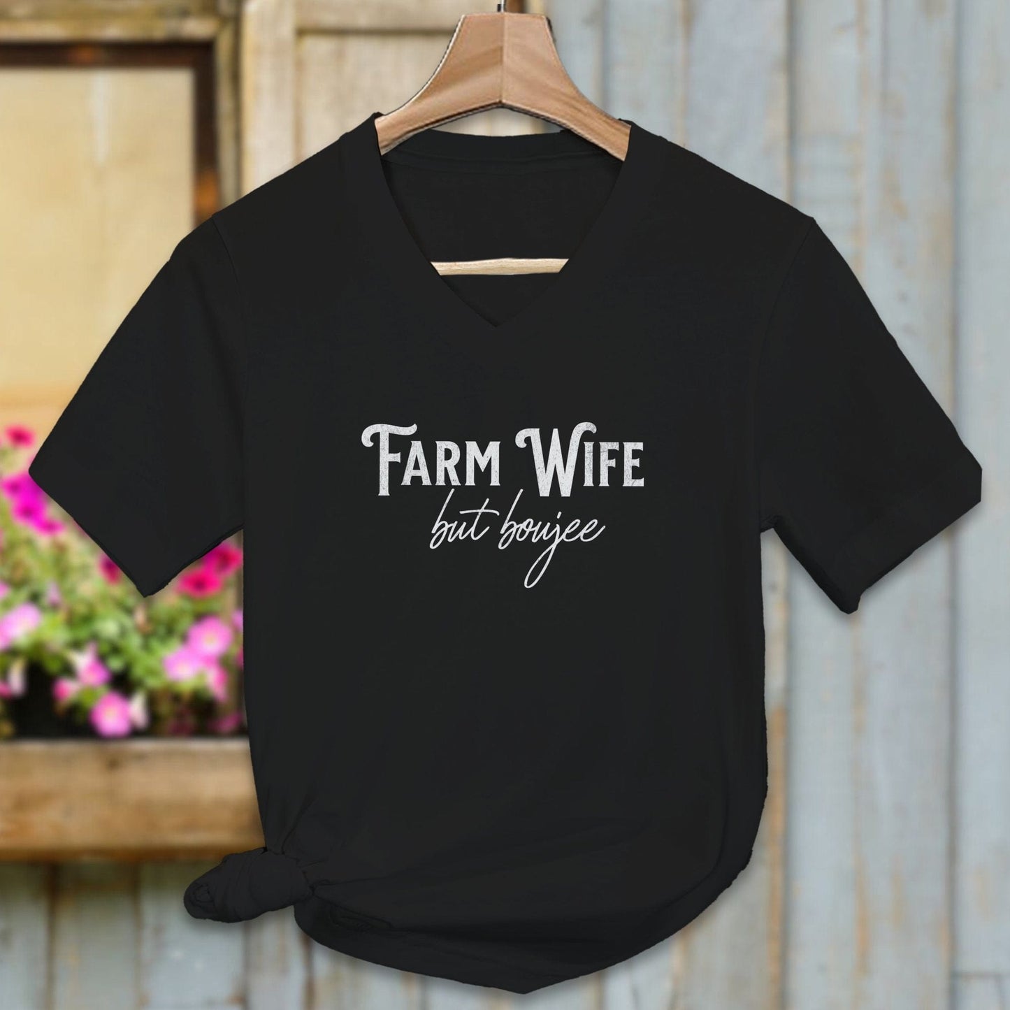 Physical Item Adult V-neck / S / Black Farm Wife but Boujee Shirt