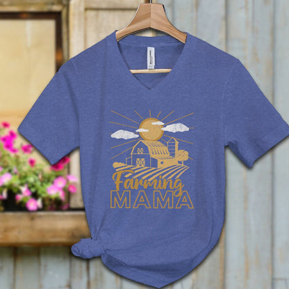 Physical Item Adult V-neck / S / Heather True Royal Farming Mama Shirt